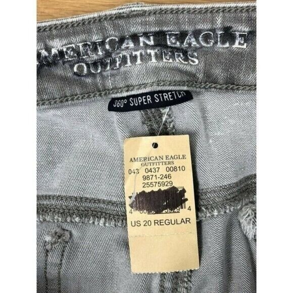 New American Eagle Gray Jegging Ankle Denim Jean Sz 20 Casual Gray Released Hem - Picture 6 of 9